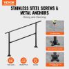 VEVOR Outdoor Stair Railing, Fits for 1-4 Steps Transitional Wrought Iron Handrail, Adjustable Exterior Stair Railing